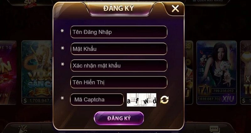 Những thông tin mà người chơi cần cung cấp để đăng ký tài khoản Sunwin