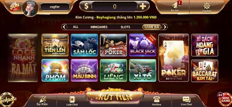 Đôi nét về game đánh bài rút tiền ATM tại Sunwin